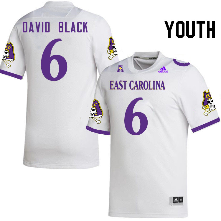 Youth #6 John David Black ECU Pirates College Football Jerseys Stitched-White